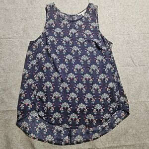 Daniel Rainn Navy‎ Blue Floral Print Sleeveless Blouse Top - Women's